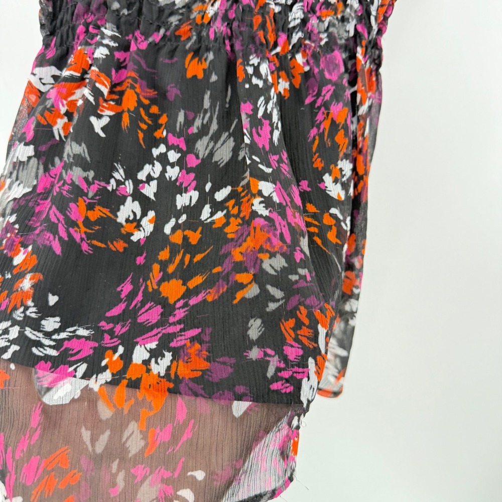 Candies Floral Cami Top Ruffle‎ Trim Sheer Overlay Blouse Summer Small FLAWS - Picture 6 of 10